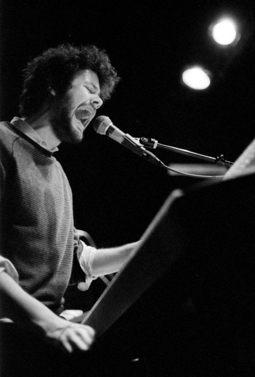 Michael Angelakos, Passion Pit Frontman performing at the Great Scott venue in Allston Massachusetts. This was just on the heels of their first album &quot;Manners,&quot; when usually steel-footed Boston indie crowds were bending the floorboards from their collective energy.