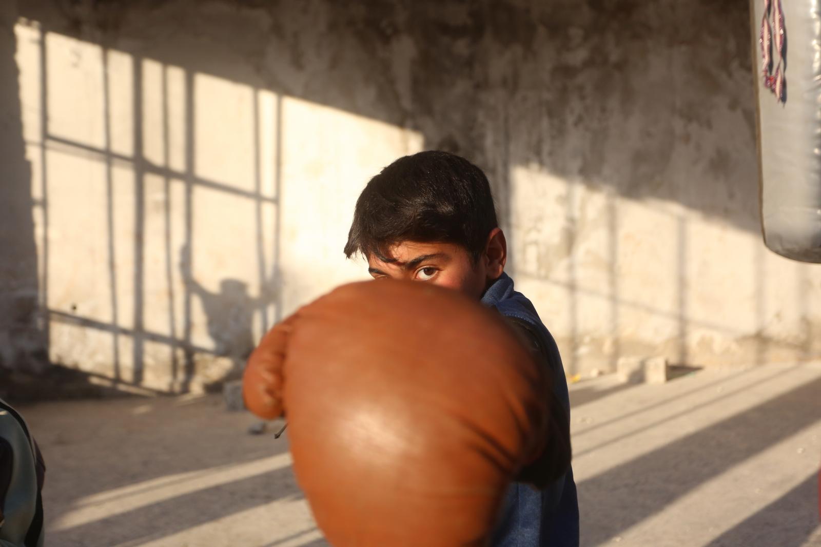 Boxing workout in the Syrian town of Atareb.