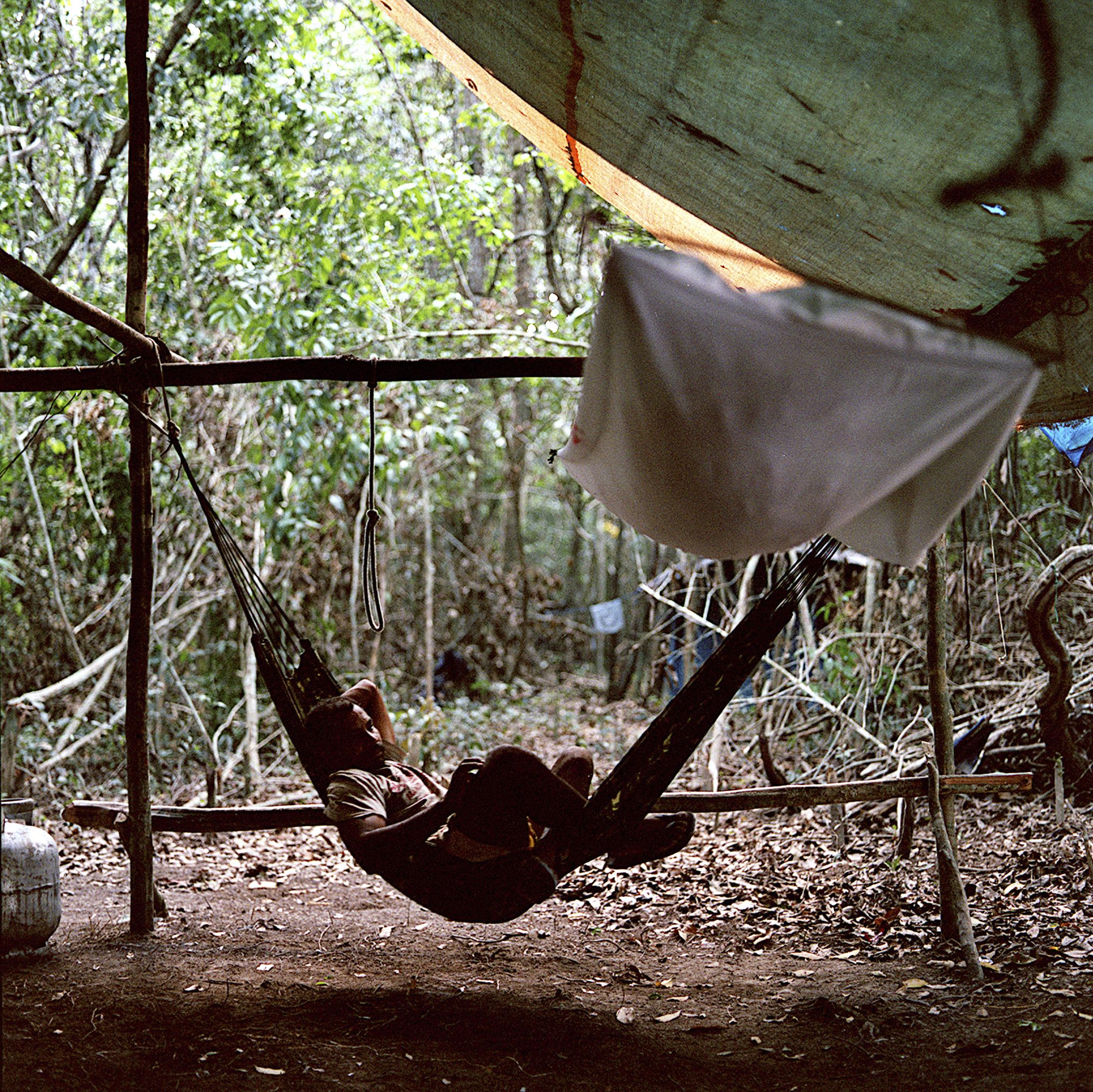 Terra do Meio - Illegal logger rests after work at a camp in Terra do Meio
