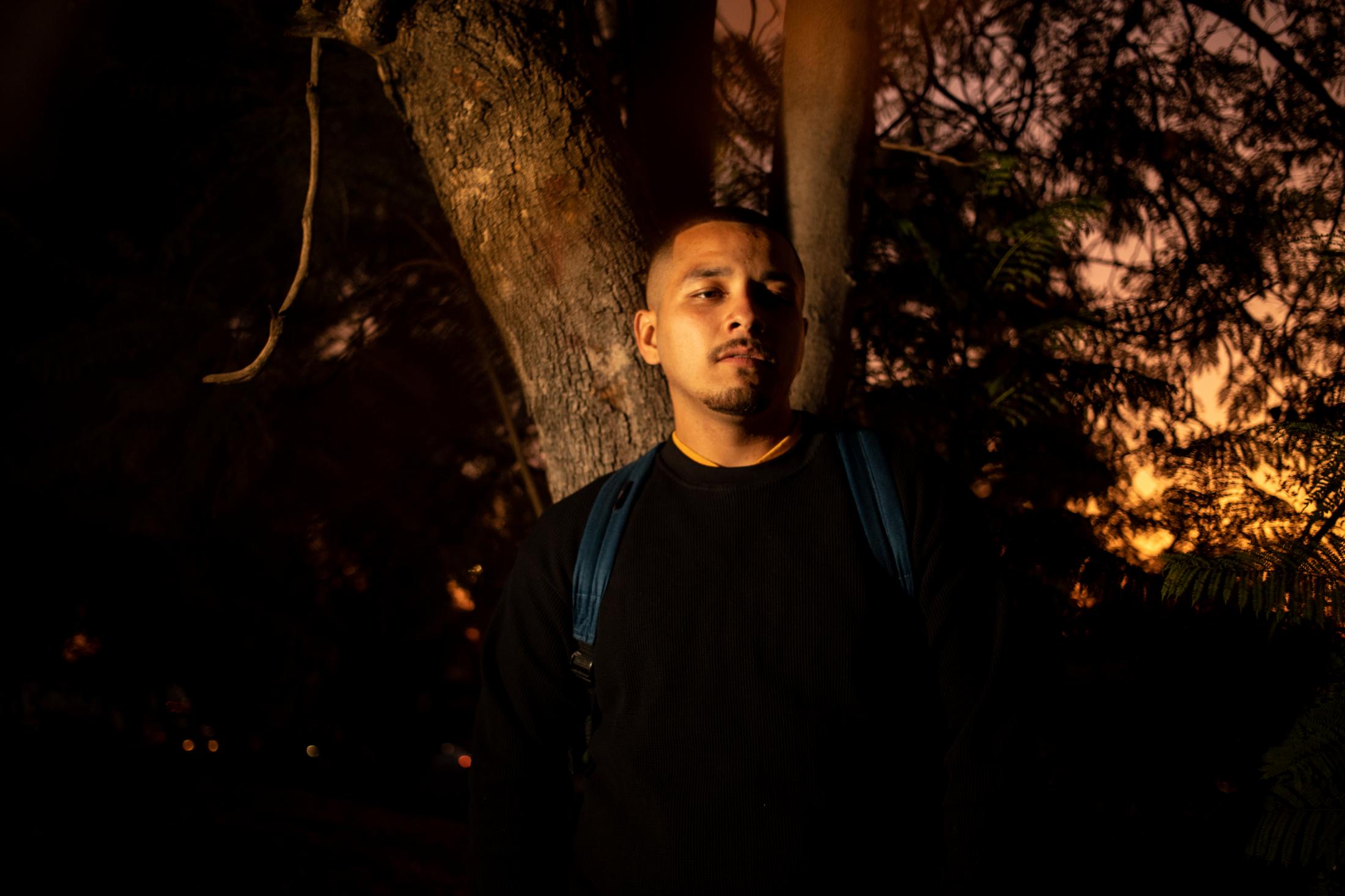 Homeless Youth in Los Angeles, Internazionale - Emilio Ramirez, 24, poses for a portrait outside his dorm...