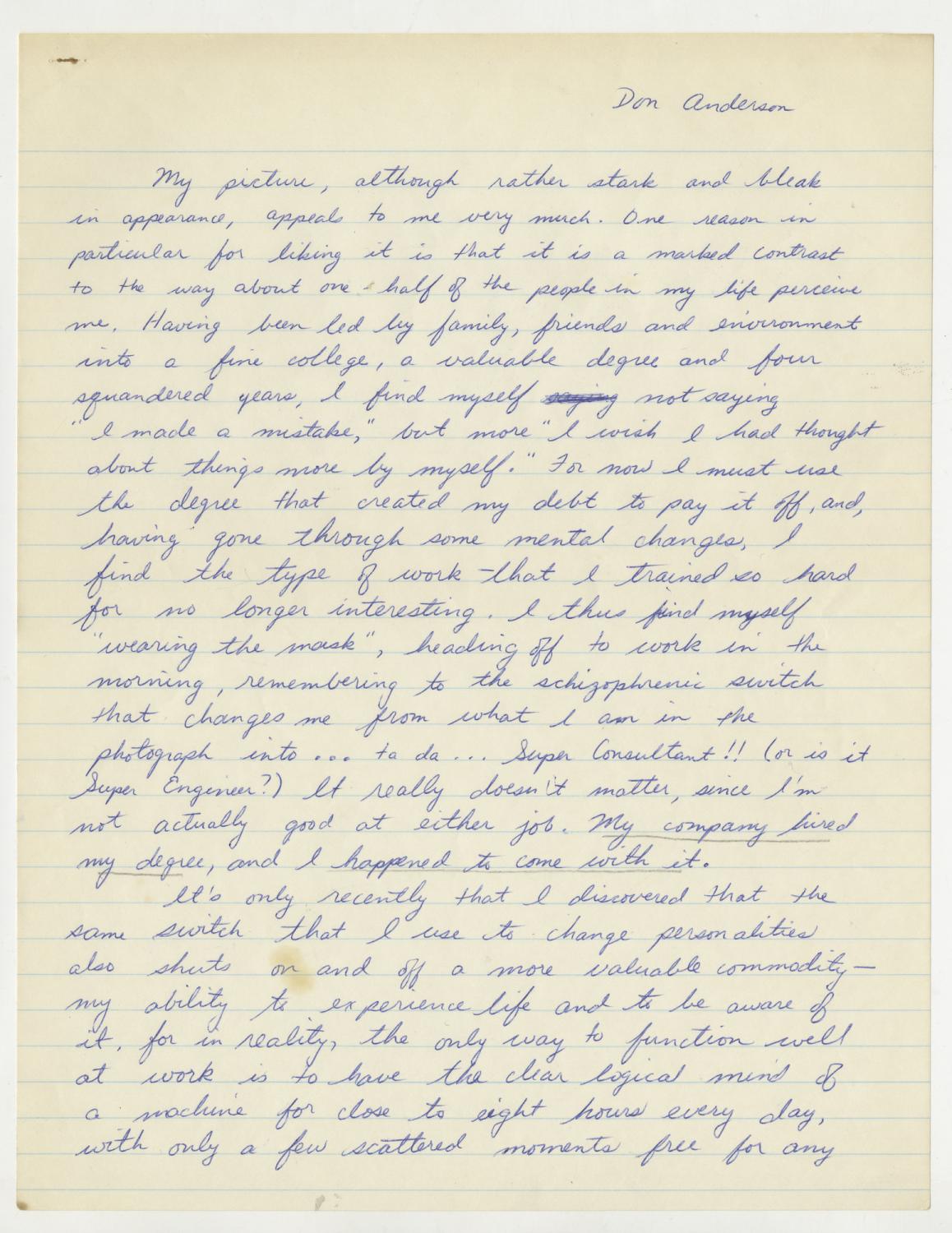 44 Irving Street - Don's Letter. 44 Irving Street, Cambridge, MA. 1971.