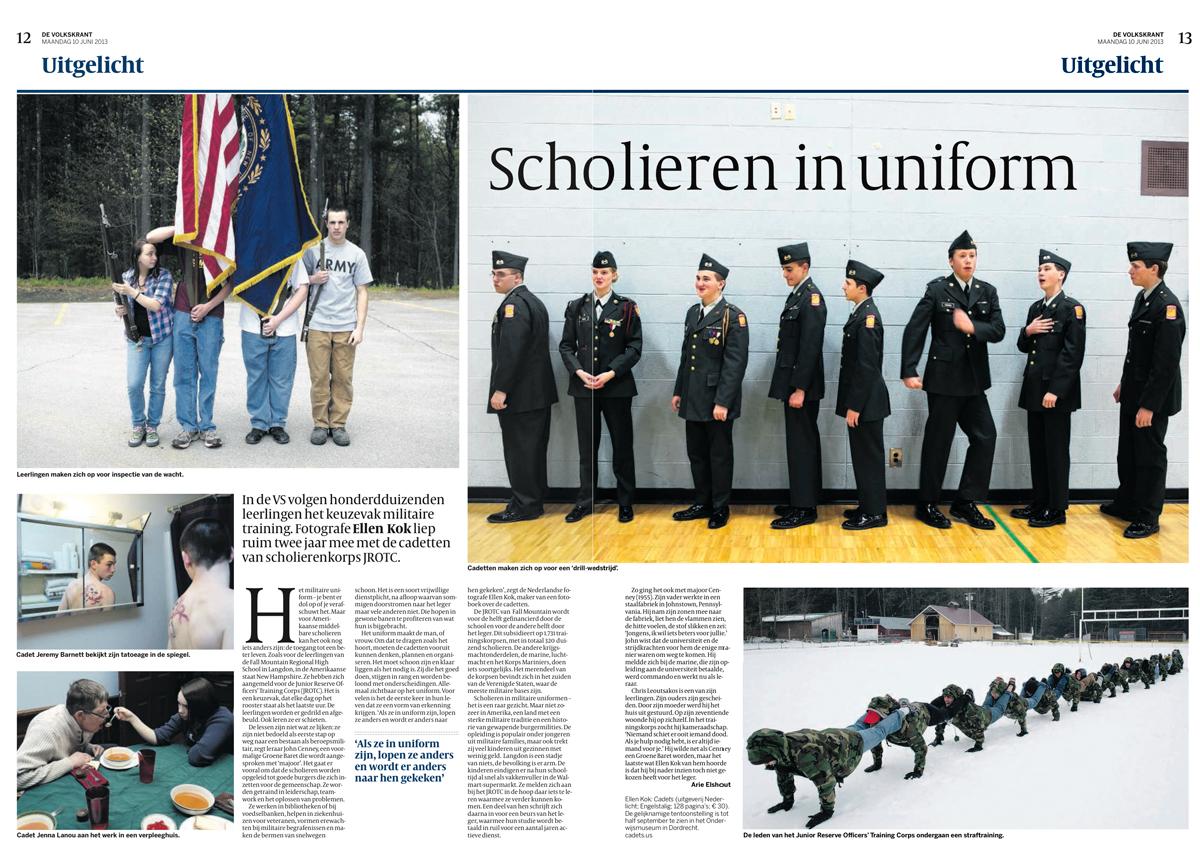 Cadets - Publication in Dutch daily newspaper de Volkskrant.