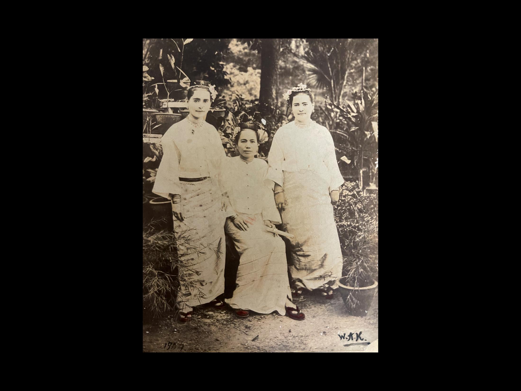 Collection: Burmese Historical Photography - Mother and daughters at estate. Burma. 1904 photographer...