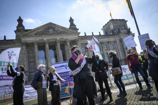 Image from 150 years 218 StgB is enough - Outside the Reichstag Building in Berlin various womens...