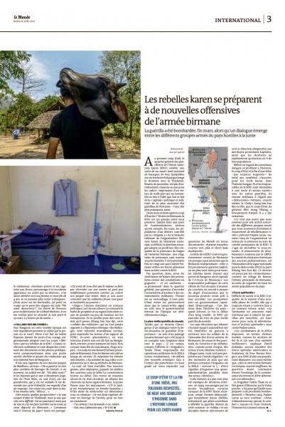 Image from Tearsheets - LE MONDE  Hundreds of young opponents of the military...