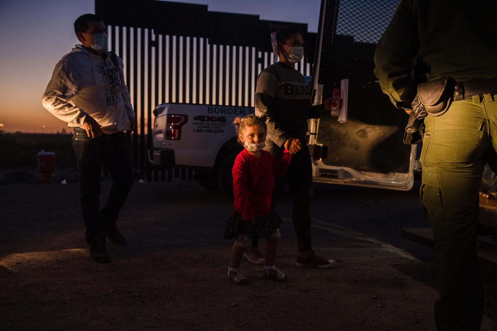 Undocumented migrants being transported to an immigration processing center by border patrol agents in Yuma, Arizona on May 4, 2021.
