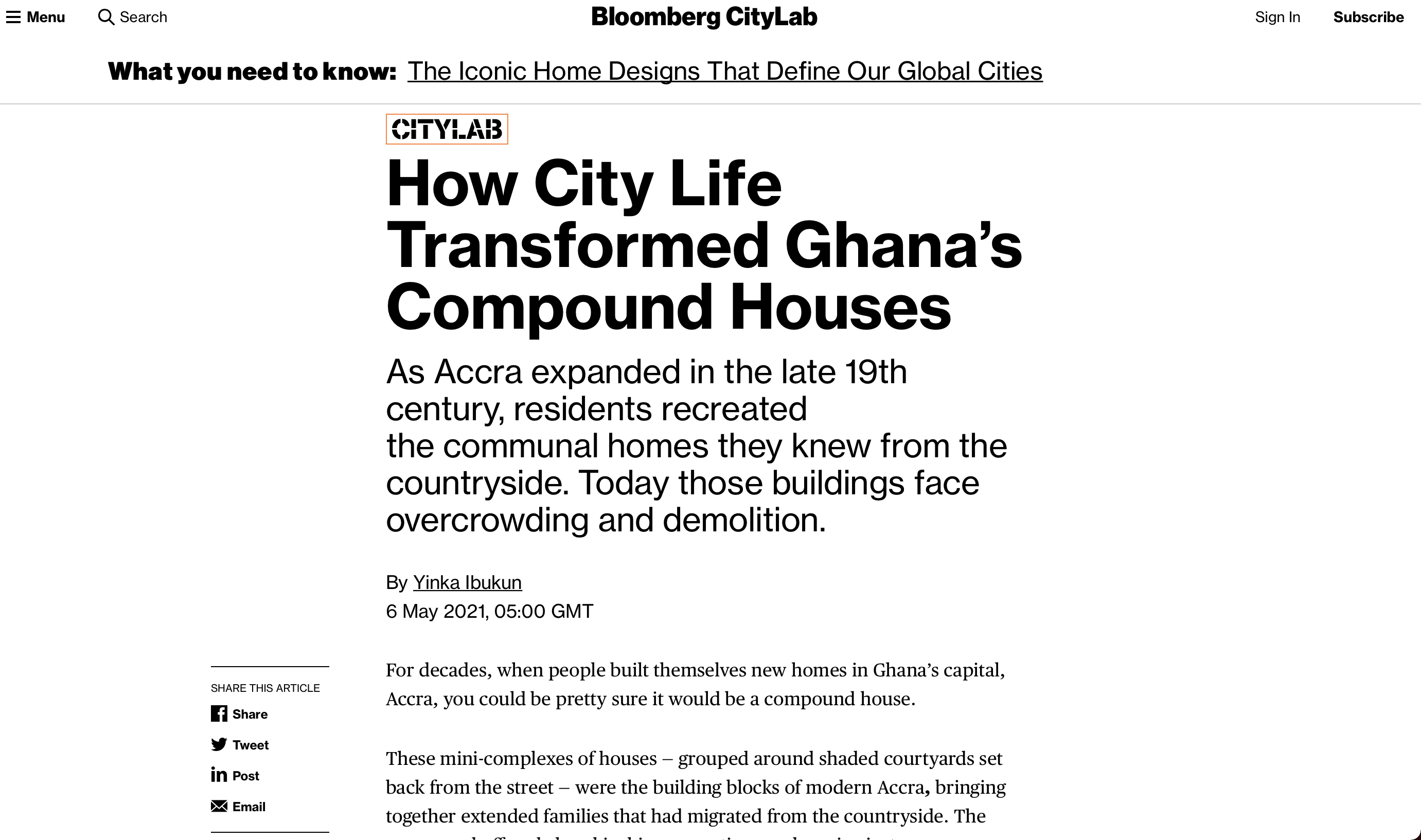 How City Life Transformed Ghana's Compound Houses