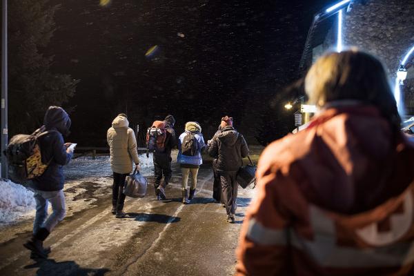 THE ALPINE ROUTE - The Red Cross volunteers warn migrants every night about...