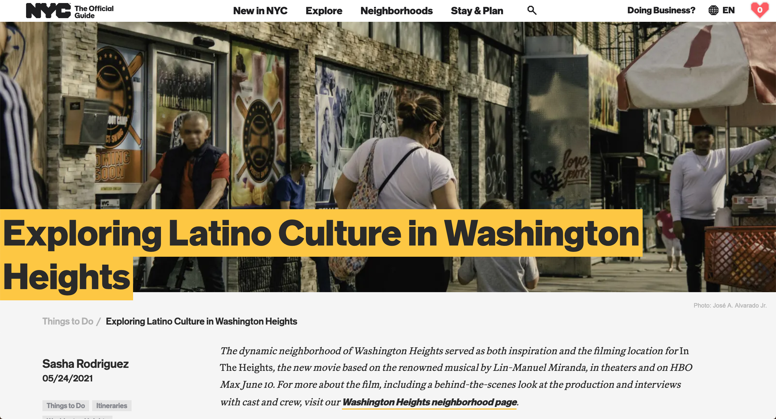 for NYCGo: Exploring Latino Culture in Washington Heights