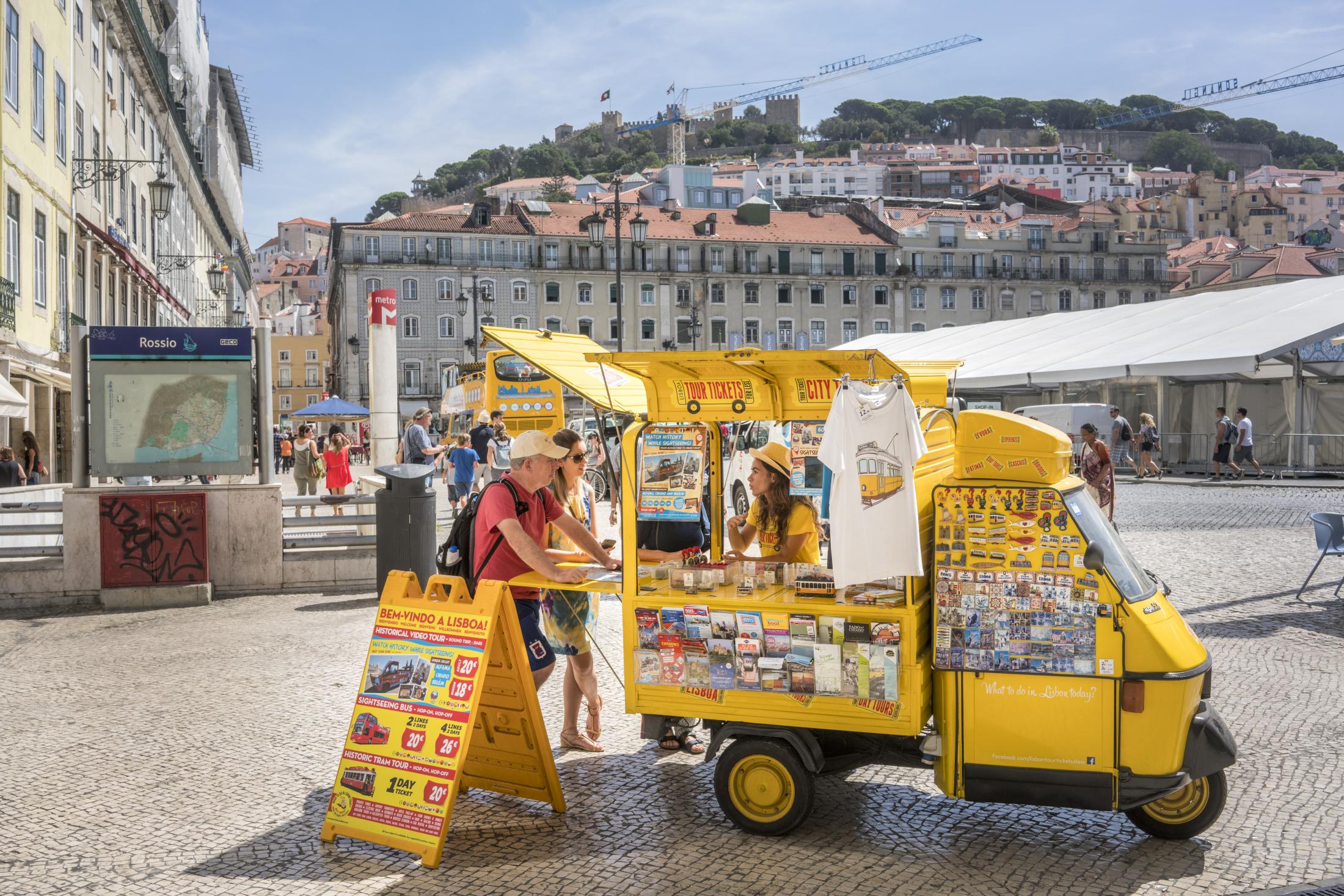 Lisbon - Tour tickets vendor in the Rossio part of Lisbon historic...