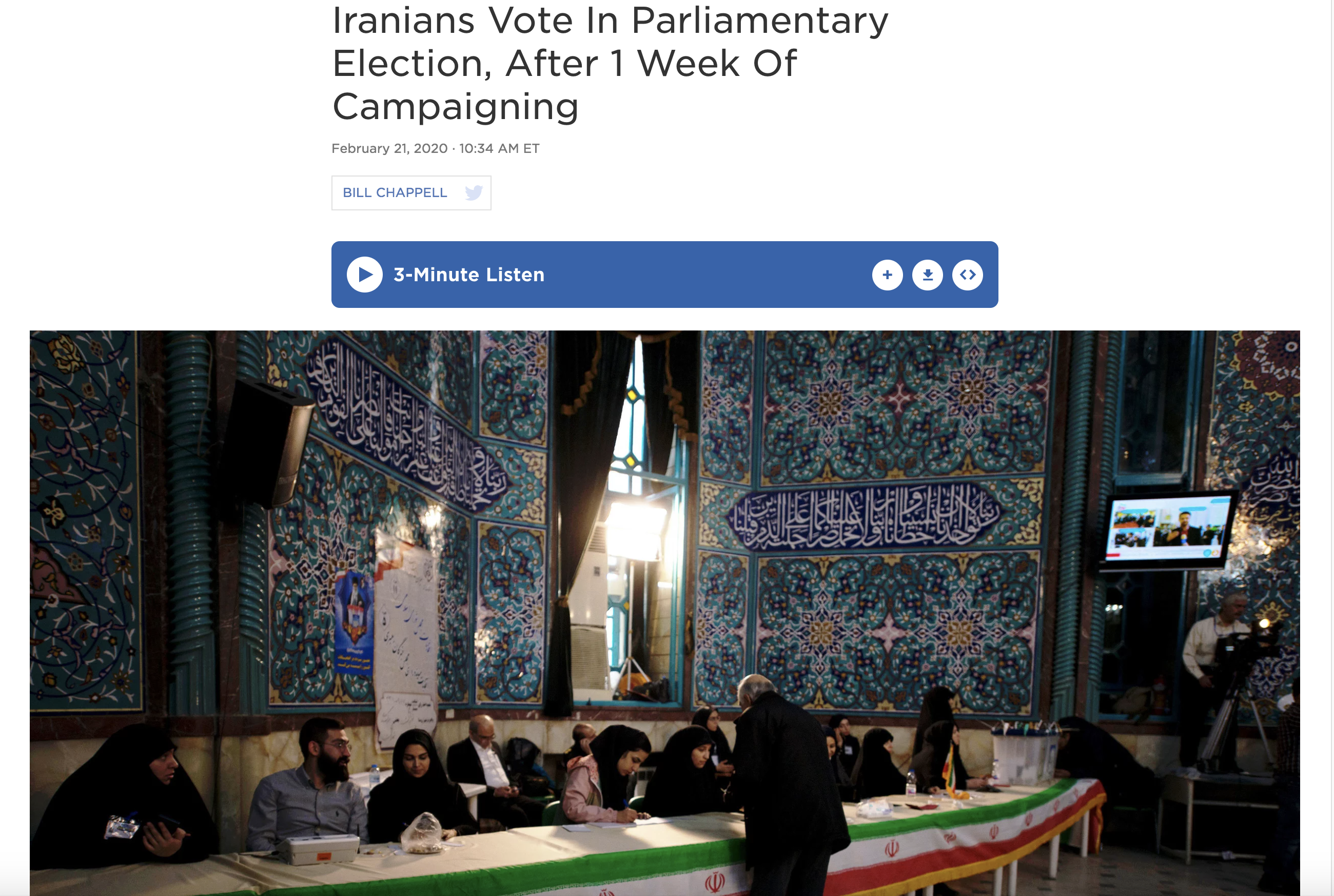 Thumbnail of Iranians Vote In Parliamentary Election, After 1 Week Of Campaigning