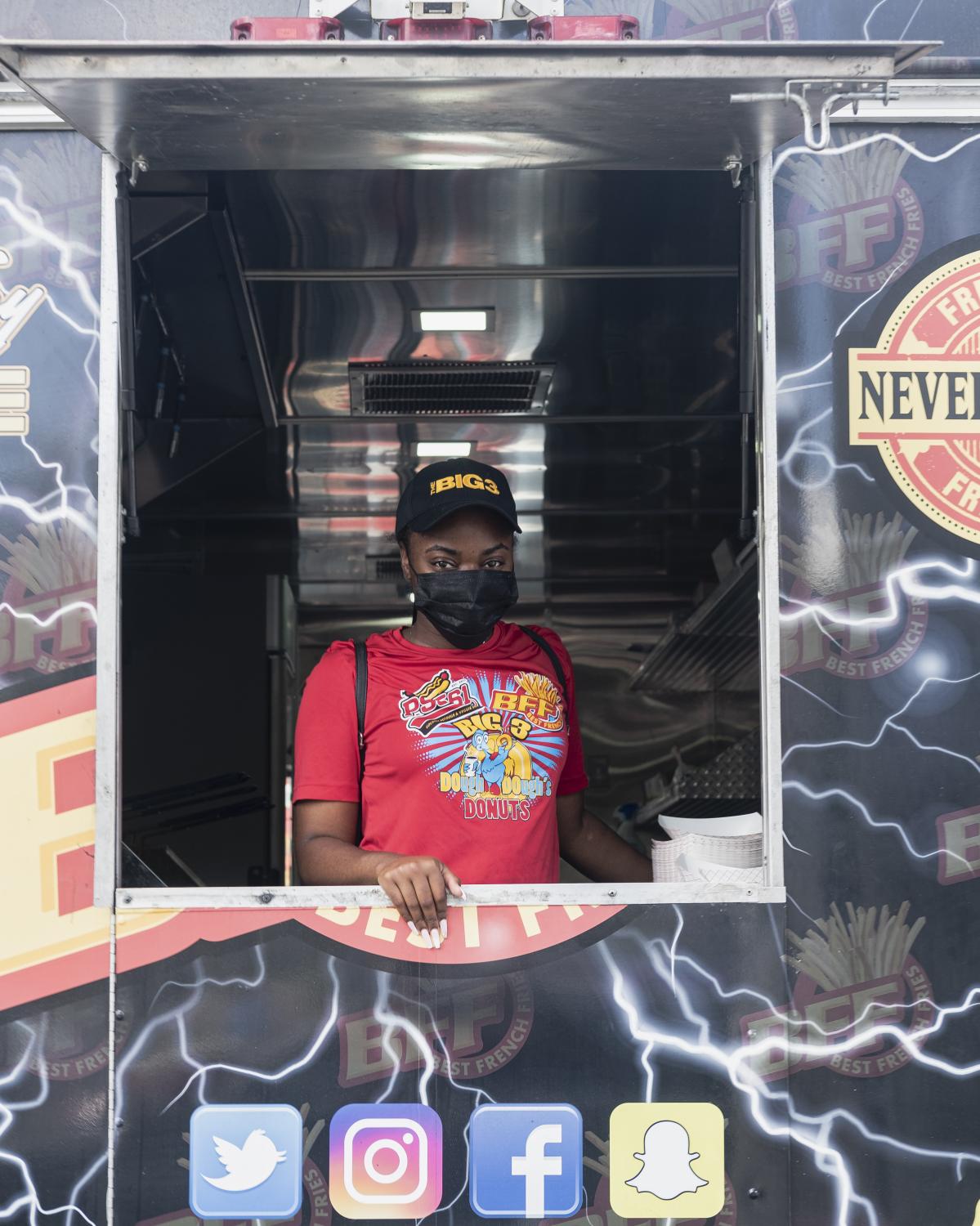 Weston, Fl. 2020 Election: Early Voters -  Portrait of Vantasia, first time voter and food truck...