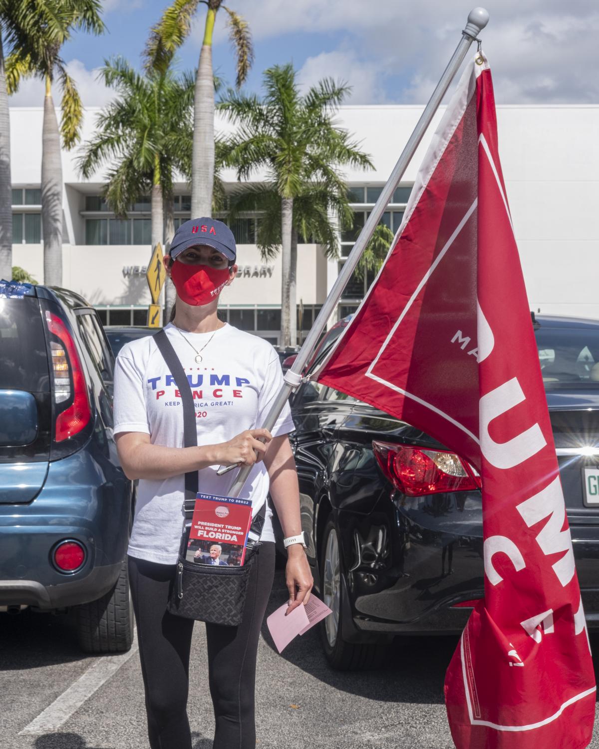Weston, Fl. 2020 Election: Early Voters -  Weston resident showing support for Donald Trump at the...