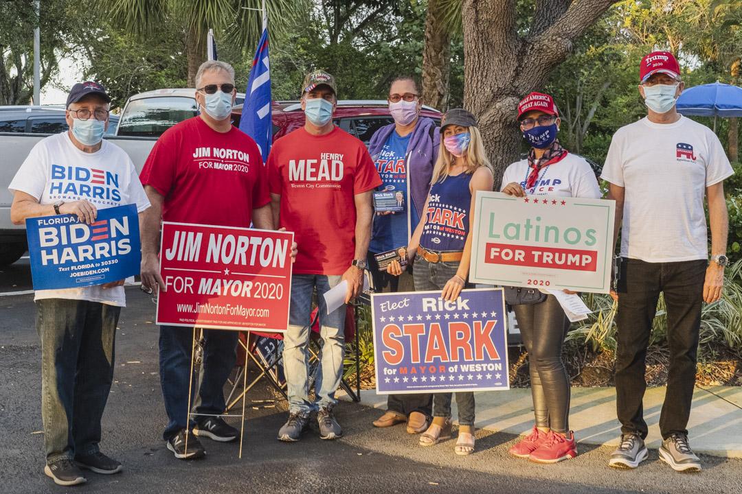 Weston, Fl. 2020 Election: Early Voters -  A group portrait of Weston residents campaigning during...