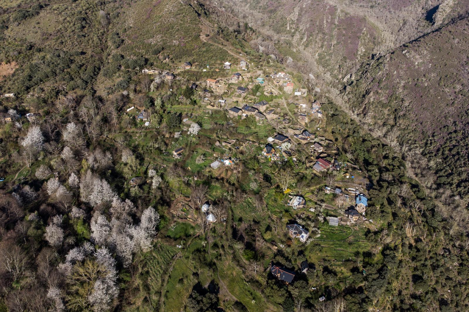 Aerial view of Matavenero, an o...mountain to get to the village.