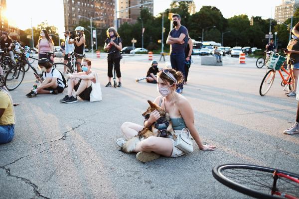 "New York is Back"? - Crowd listening to live music at Grand Army Plaza. August 2020, Brooklyn.