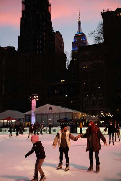 "New York is Back"? - Ice skating at Bryant Park. December 2020, Manhattan.
