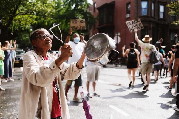 "New York is Back"? - Supporters banging pots during a Black Lives Matter protest. June 2020, Brooklyn.