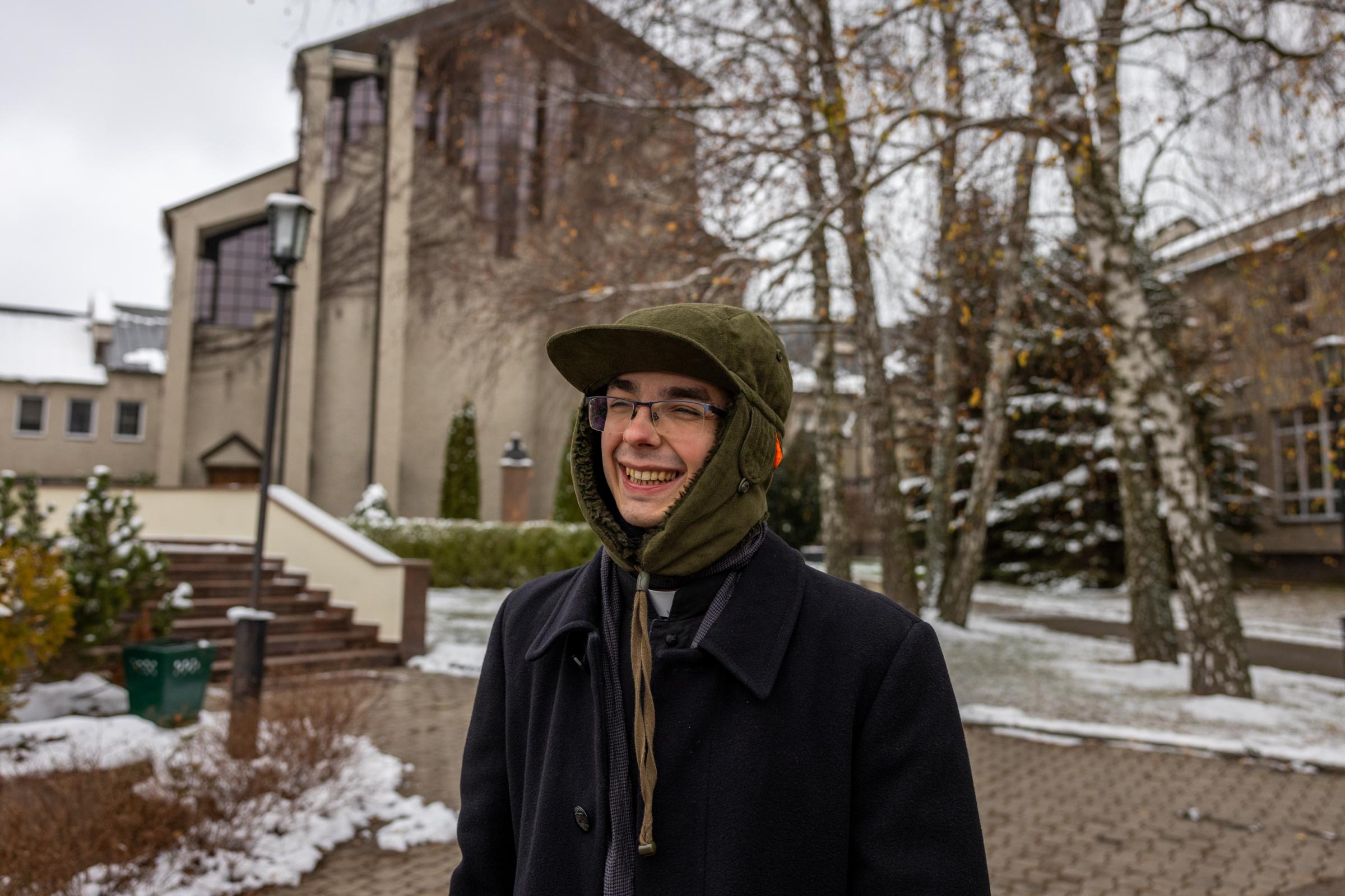 LONELY POLISH PRIEST -for NRC - Cleric Krzysztof Dzikowski is outside the Higher Seminary...