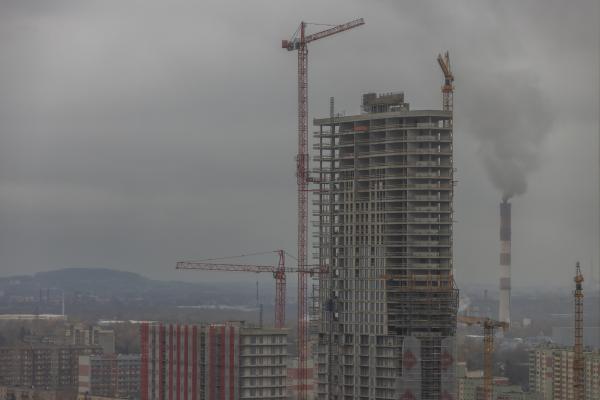 Image from AIR POLLUTION- for Climate Visuals - Newly built skyscrapers in the centre of Katowice in the...
