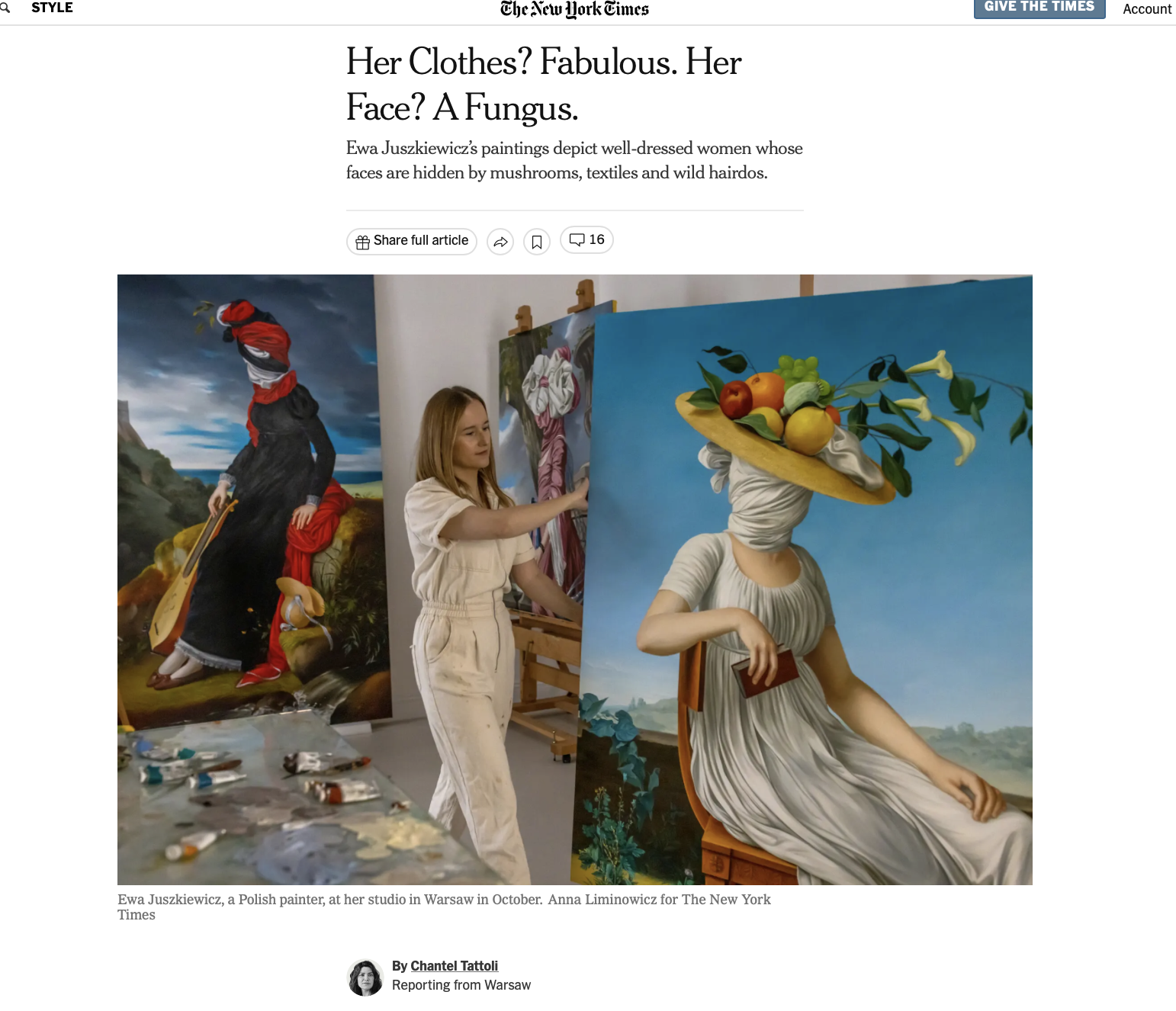 NYTIMES- Her Clothes? Fabulous. Her Face? A Fungus. - Photography story by Anna Liminowicz