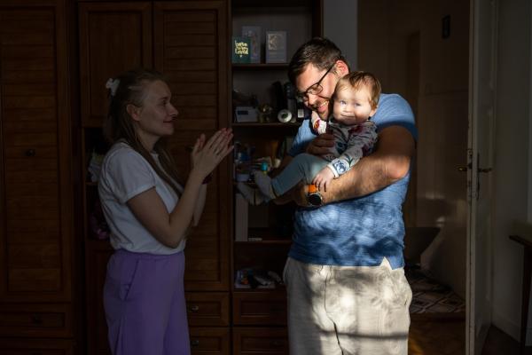 Image from OVER THE BORDER - Olena, Andreii and 7-month-old Vira Tsebenko, in the...