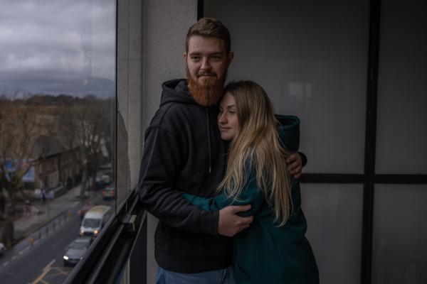 Image from OVER THE BORDER - 20.01.2024, Dublin, Ireland.  Yevhen, 28, and his wife...