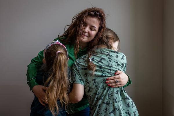 Image from OVER THE BORDER - Kateryna Shukh greets children from Ukraine who live in...
