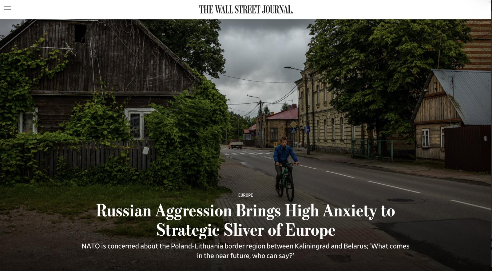 Russian Aggression Brings High Anxiety to Strategic Sliver of Europe