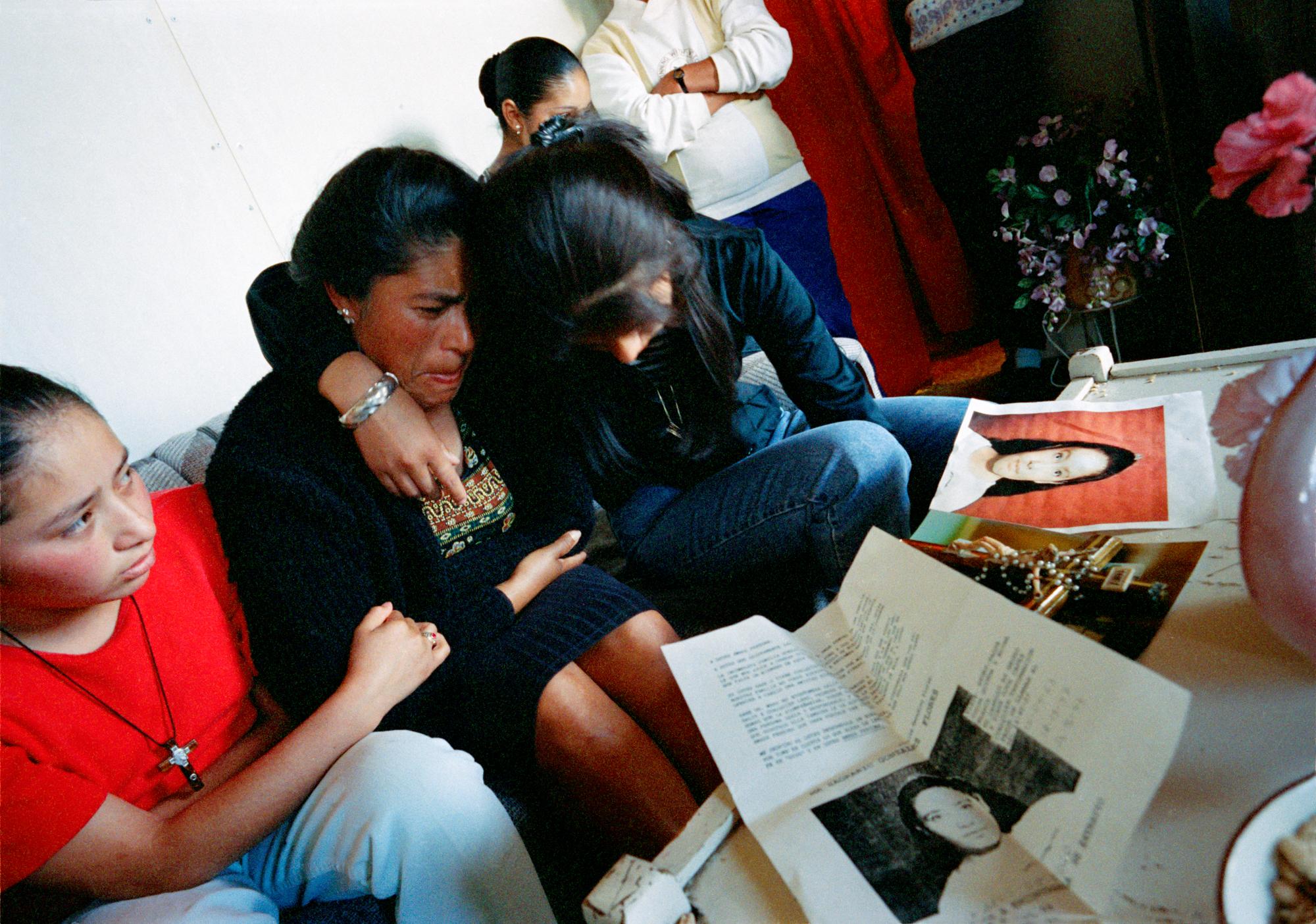 The family of Maria Sagrario Gonzales Flores inside their home in the Lomas de Poleo, on the...