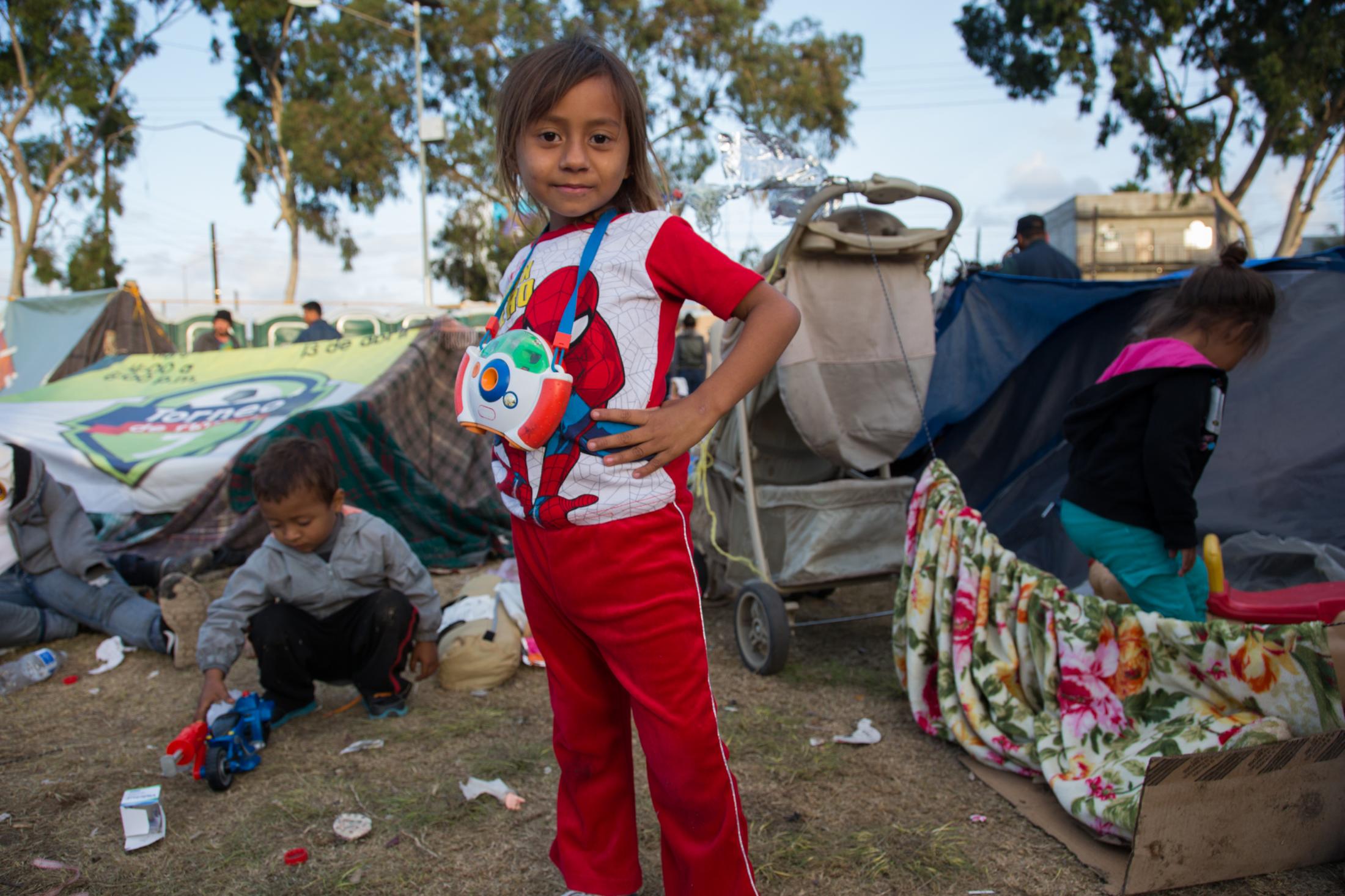 Genesy, 5, getting ready to leave the Benito Juarez shelter. Tijuana, Mexico.&nbsp;