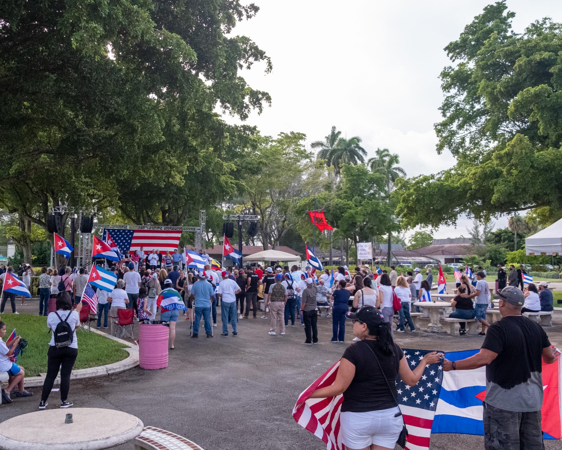 Miami, Florida. Cuban Protests July 23-26 2021 -  Freedom Vigil at Hialeah Park & Racing Casino....