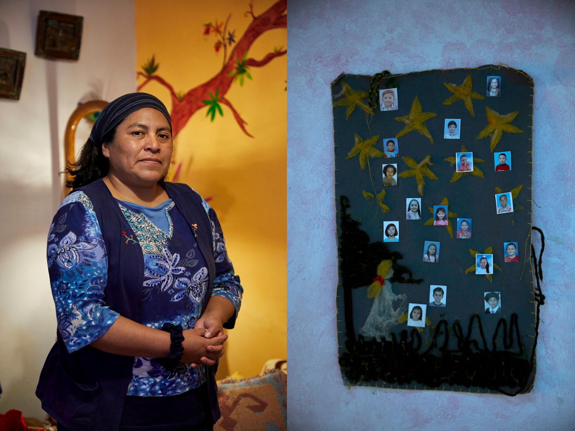 Portrait of Elga Alquinga, 45 years old, she is a teacher at the Nina Pacha Educational...