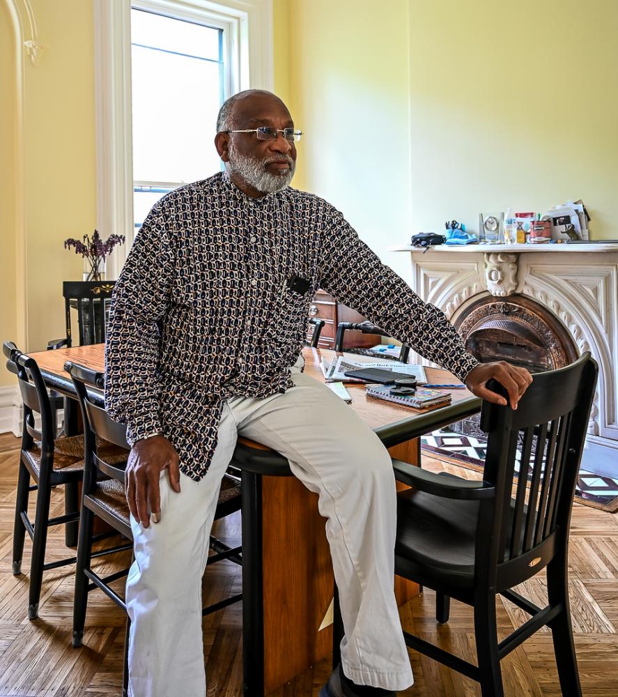 Chester Higgins Jr. in his home in Portland, NY.