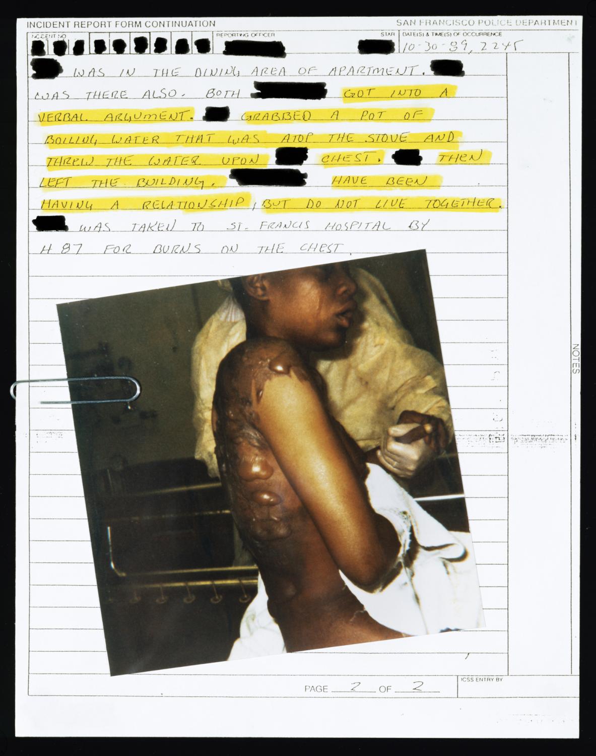 Archives of Abuse Collages - Collage 3: Police report and police photograph, San...