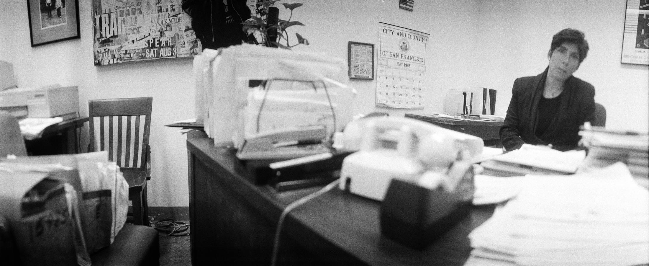Archives of Abuse Revisit - Susan Breall at her desk, San Francisco District...