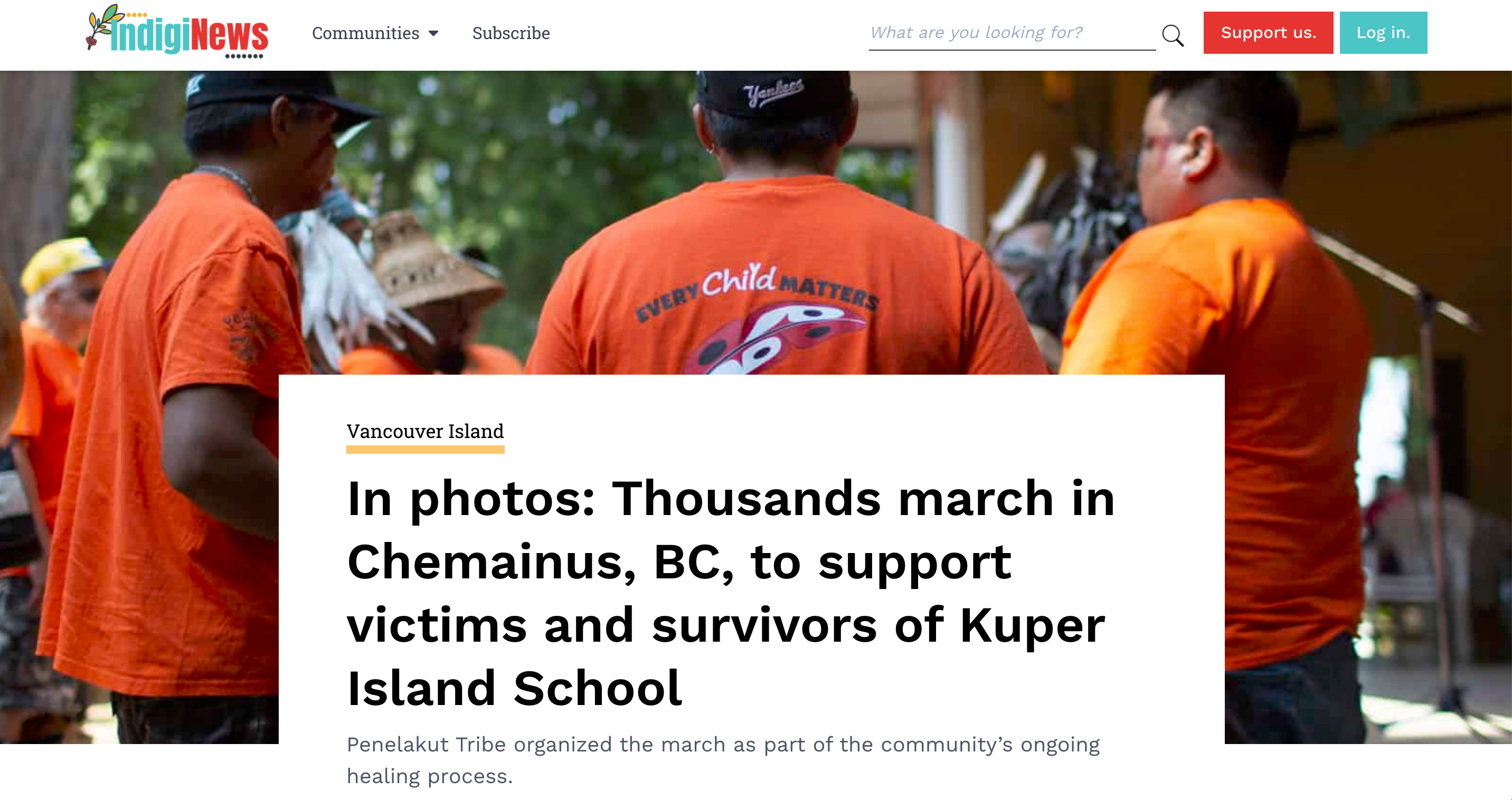 IndigiNews: 'In photos: Thousands march in Chemainus, BC, to support victims and survivors of Kuper Island School'