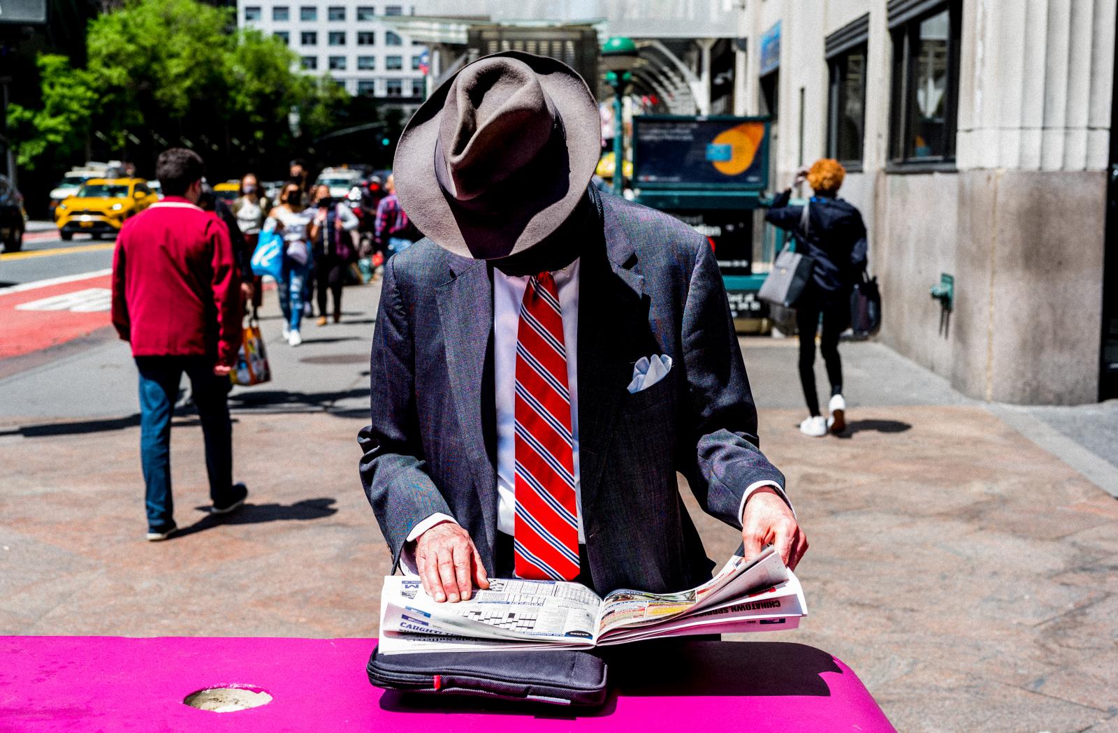 Image from Street Photography/Color Works -  Old-school reading a Newspaper  34th Street/Midtown,...