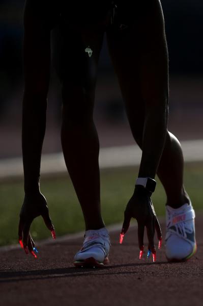 AZUSA, CALIFORNIA - JULY 25: Jasmine Todd competes in the women&#39;s long jump during the Under Armour Sunset Tour on July 25, 2021 in Azusa, California. (Photo by Katharine Lotze/Getty Images)