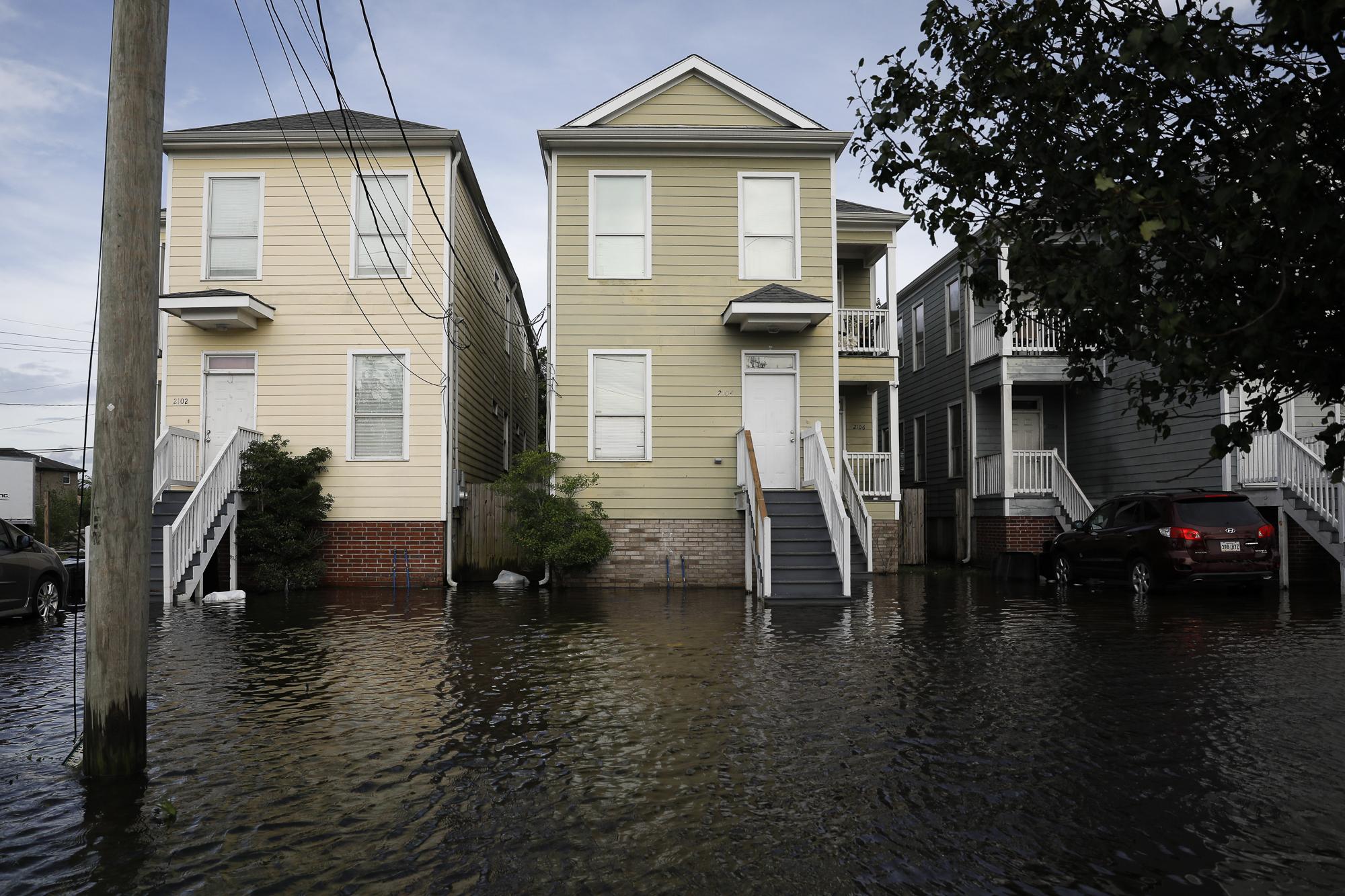 Hurricane Ida in Louisiana - Flooded homes front yards are seen after Hurricane Ida...
