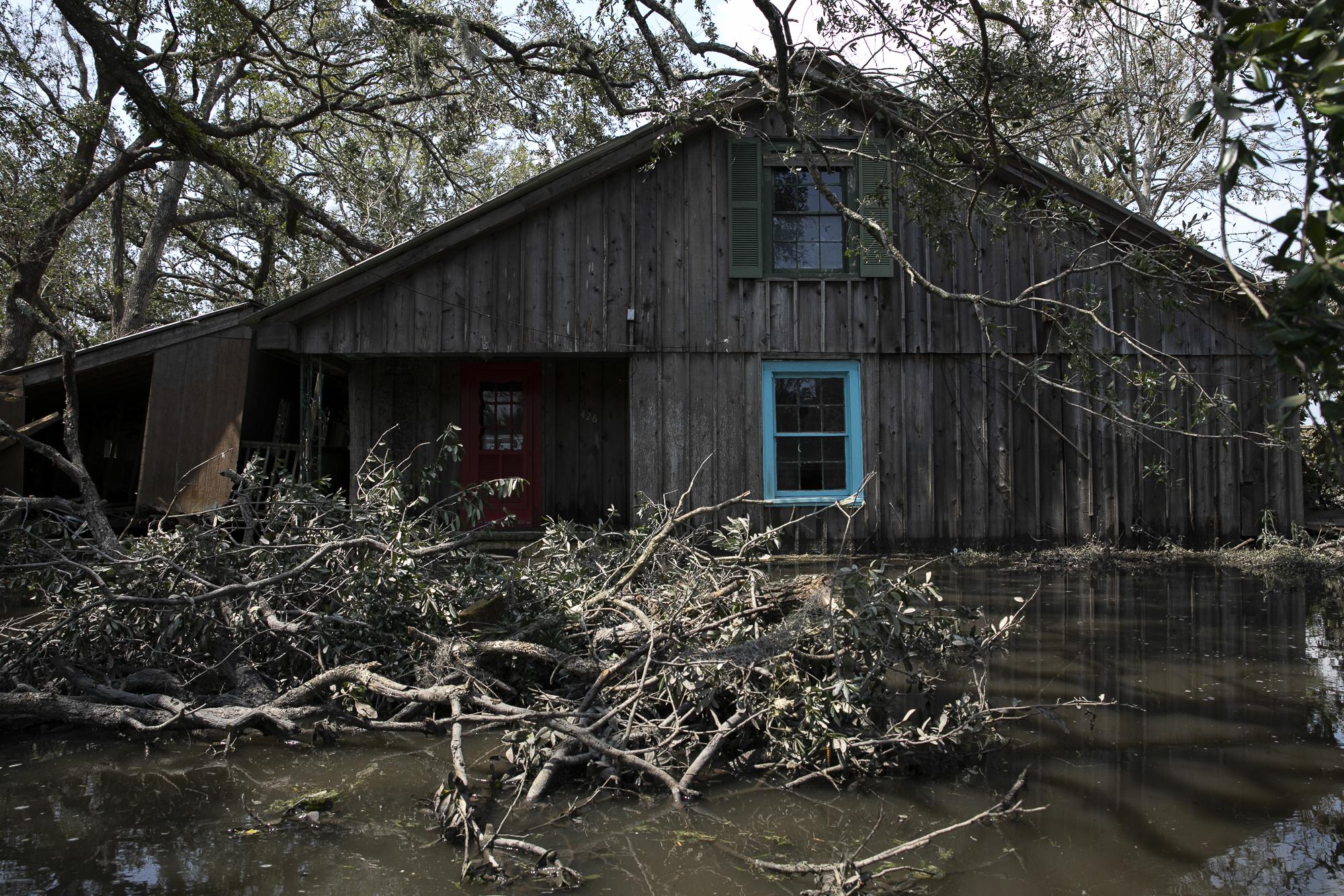 Hurricane Ida in Louisiana - A house is seen in a flooded area in the aftermath of...