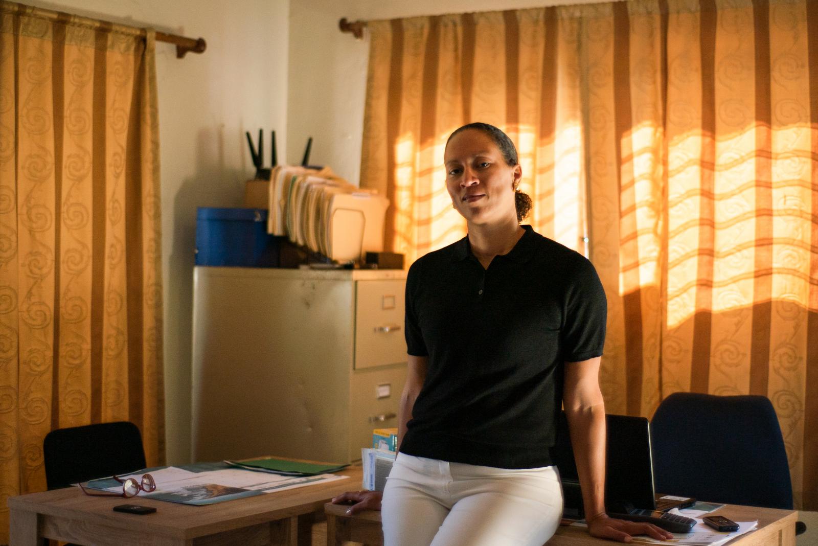 Pascale Elie, the founder of Ha...office space in Port-au-Prince.