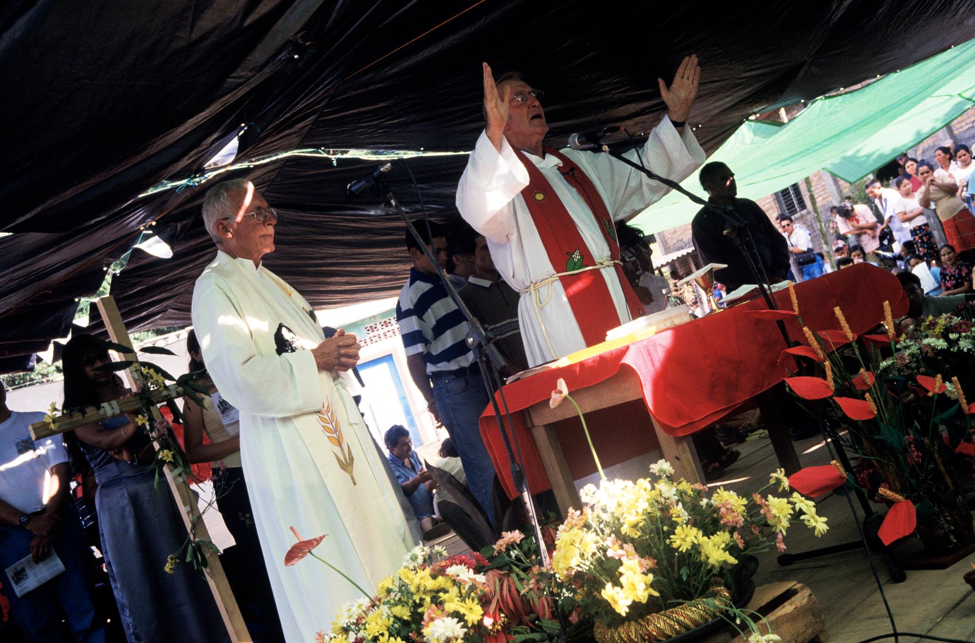 El Salvador Anniversary - Padre Rogelio Ponceland Padre Pedro, both Belgian priests...