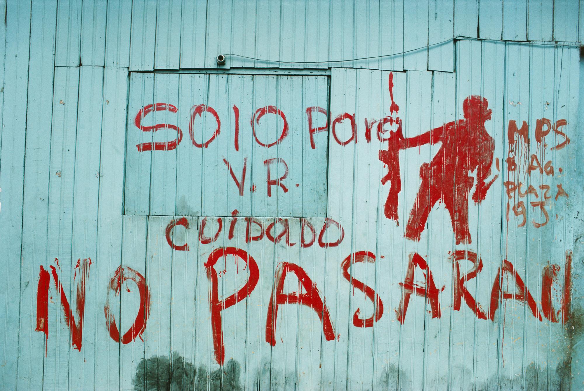 Nicaragua Molotov - Stencil of a Sandinista rebel throwing a molotov...