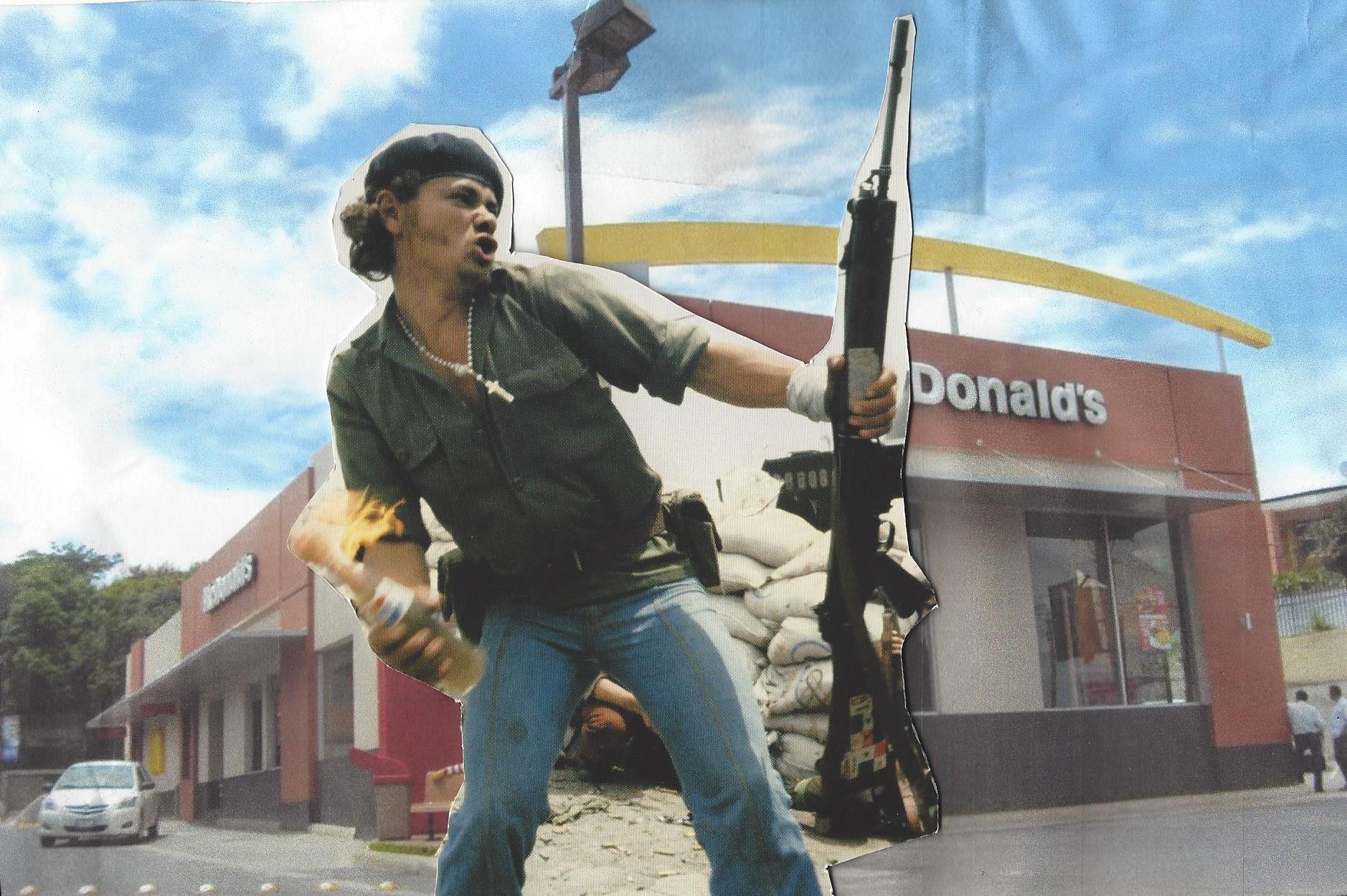 Nicaragua Reappropriations - Photo montage featuring Molotov Man, by Gabriel...
