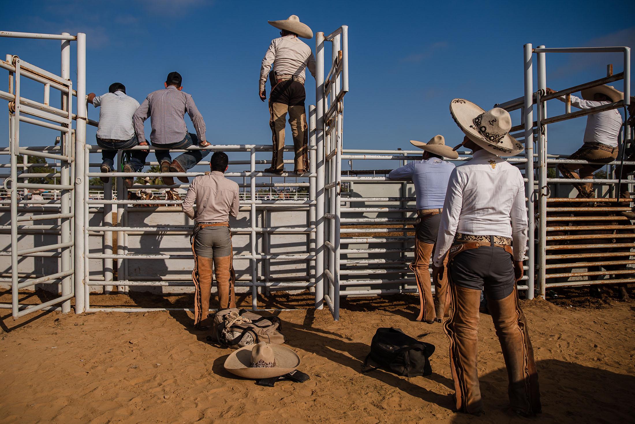San Diego’s Charros Preserve Mexico’s Cowboy Past - Men watch the charrería competition at Rancho La...