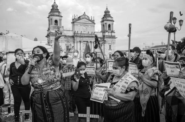 Spiritual leaders and members of the Guatemalan indigenous community came together at Plaza de la Constitución to protest the bicentennial celebration of independence.