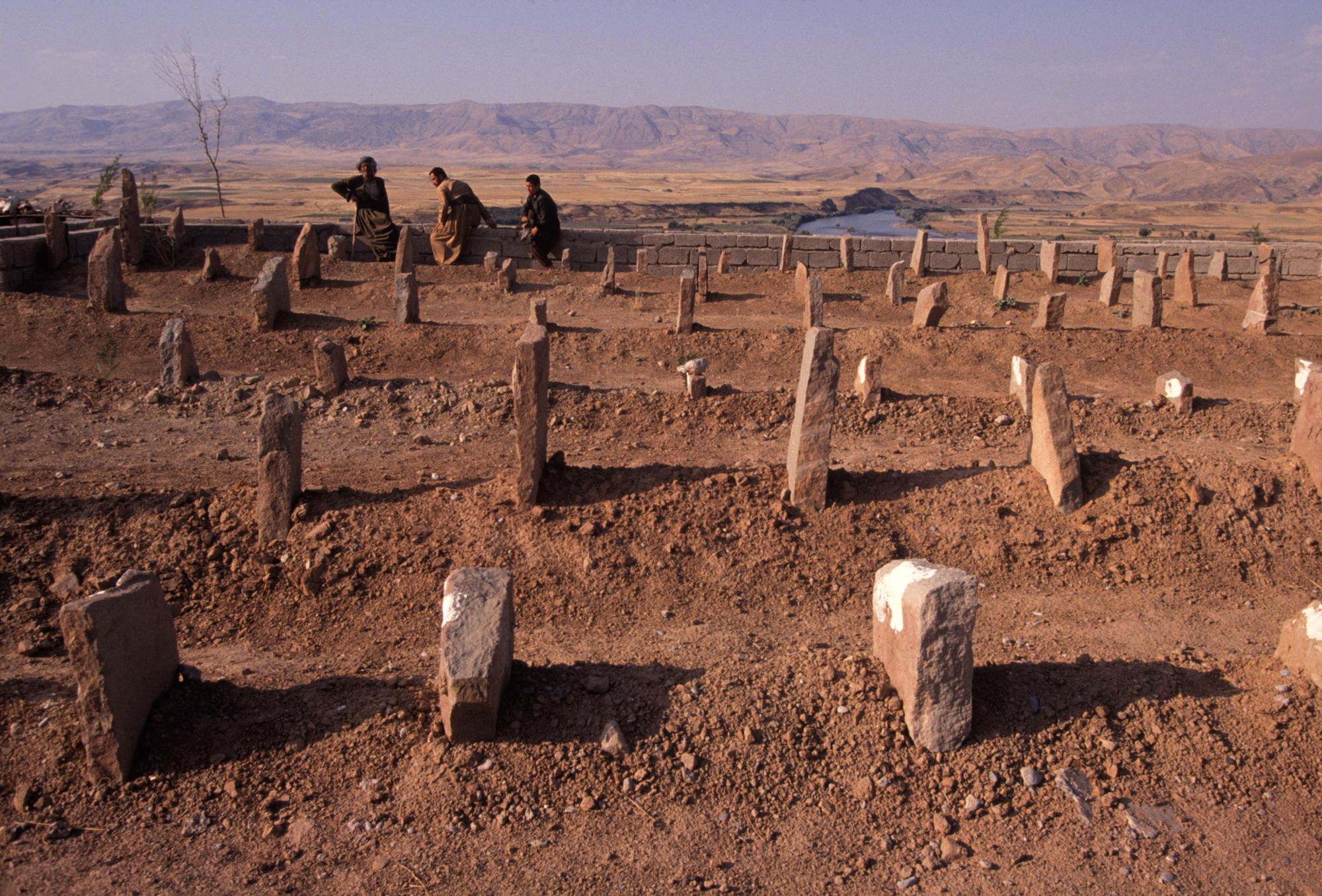 New cemetery of Gohtapa where villagers from mass grave were reburied. June 1992