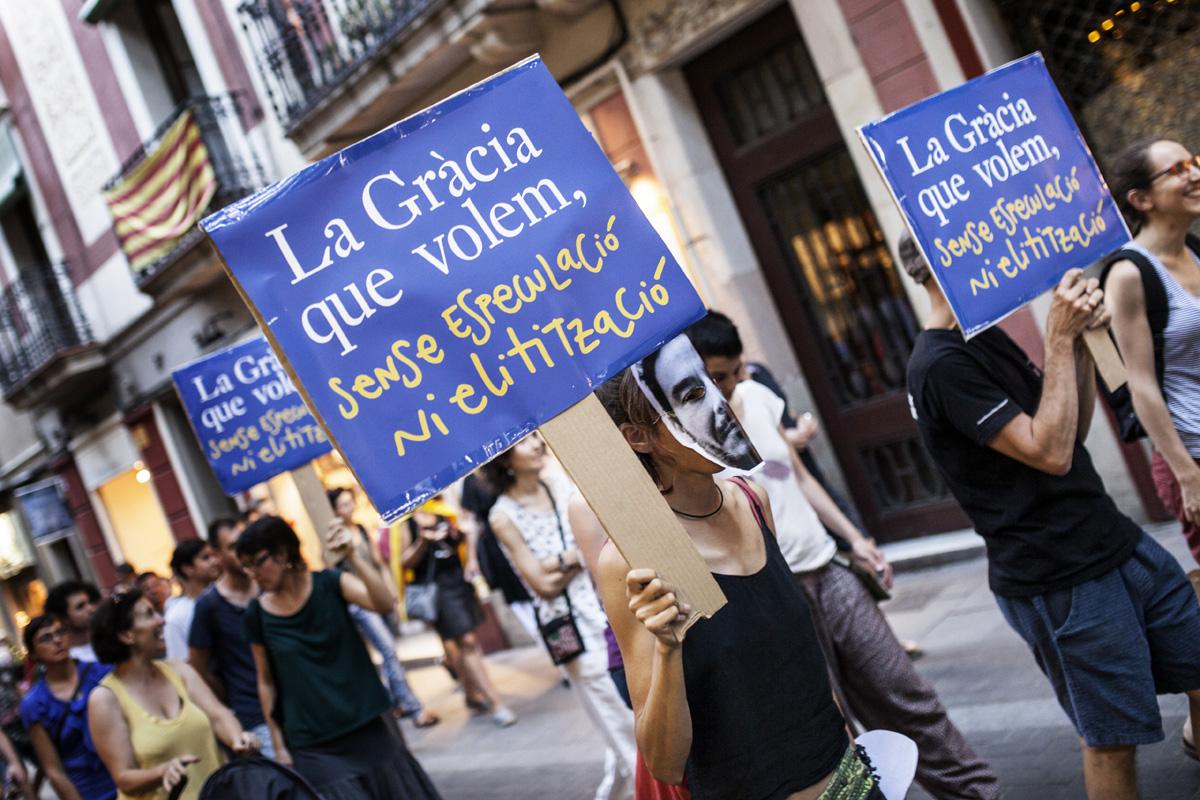Manifestació "La Gràcia que Volem" al barri de Gràcia, Barcelona