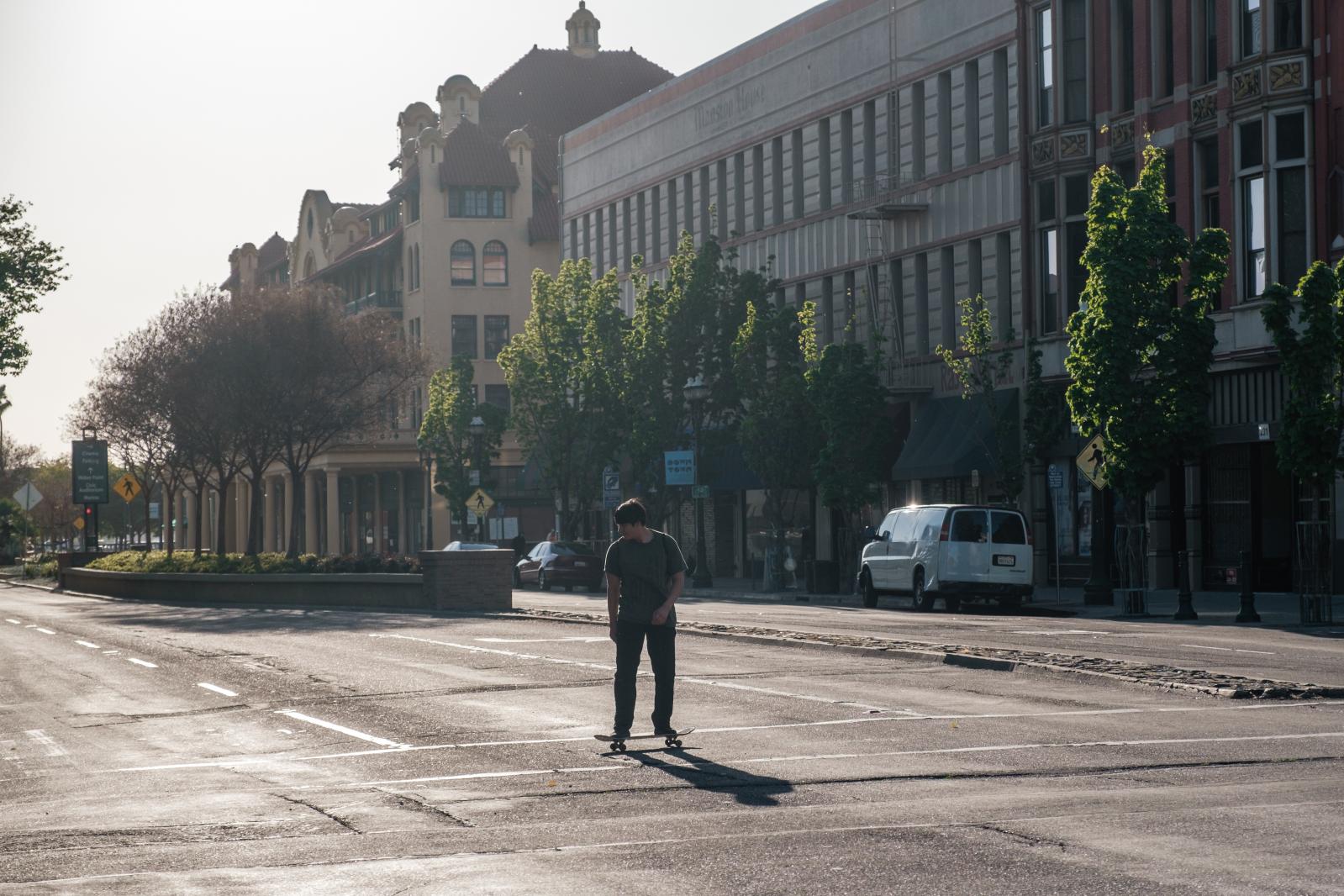 Image from Universal Basic Income: Trying to save a city - STOCKTON, CA - APRIL 5: A skateboarder is seen riding...